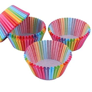 Imagem de Leadigol Embalagens de cupcake forros de cupcake para assar caixa de muffins de casamento decoração colorida molde de bolo de cozinha papel à prova de gordura copos de cozimento 200 peças