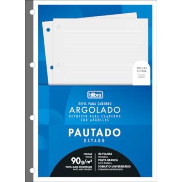 Imagem de Tilibra - Refil Tiliflex para Caderno Argolado Universitário Académie 80 Folhas Cinzas com Pautas Brancas 90 Gramas