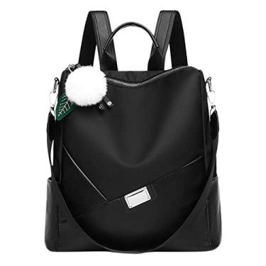 Imagem de Bolsas de ombro femininas mochila de grande capacidade mochila multiuso alça superior laptop ajustável para viagem (preto, tamanho único), Preto, One Size, Mochilas
