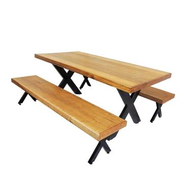 Imagem de Jogo Mesa E 2 Bancos Industrial Texas 1,60m Ferragem Preta