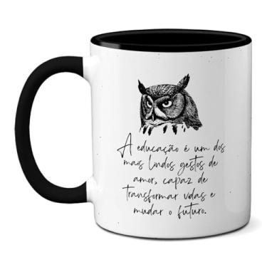 Imagem de Caneca Professor Coruja Educação Lindo Gesto Xícara Criativa (Preta)