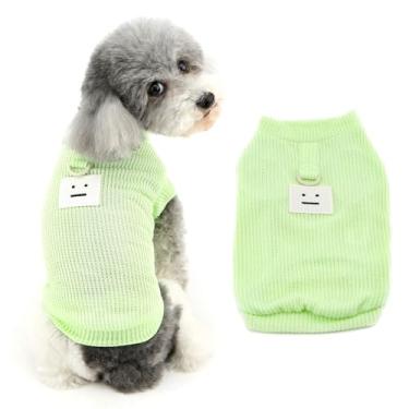Imagem de Ranphy Camisas para cães, roupas de tricô, camisa lisa para cães pequenos, camisetas macias e respiráveis, roupas de primavera e verão, roupas para gatos chihuahua yorkie, verde, G