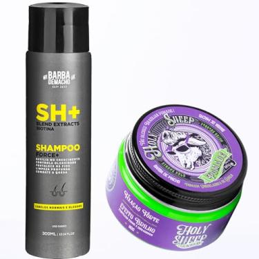 Imagem de Kit Shampoo SH+ AntiQueda Controla Oleosidade e Pomada Efeito Brilho/Molhado Fixação Forte 80g