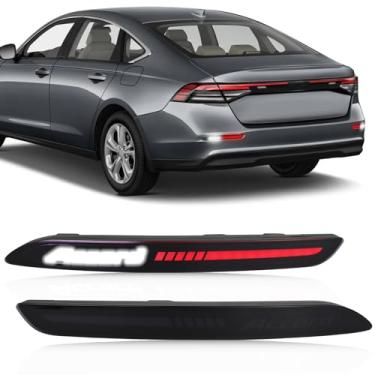 Imagem de GEEGEETOP Lente fumê refletor traseiro LED para-choque luz de neblina luz de freio de seta montagem compatível com Honda Accord 2023 2024 LX EX Sport Hybrid Kit