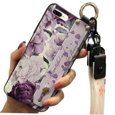 Imagem de Capa de telefone traseira de silicone em gel TPU com estampa de flor roxa para Apple iPhone todas as séries (iPhone 7 Plus/iPhone 8 Plus)