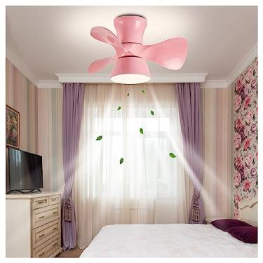 Imagem de Ventilador de teto infantil com luz, ventilador reversível silencioso com luz de teto e controle remoto Luz de teto LED regulável de 6 velocidades com temporizador Quarto moderno Sala de est