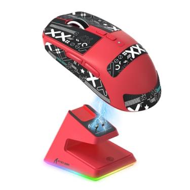 Imagem de Mouse para jogos ATTACK SHARK X6 49 g Superlight sem fio com base de carregamento RGB magnética, mouse ultraleve PixArt PAW3395, 26000DPI, BT/2,4G/mouse com fio, fita adesiva, bateria de 200 horas