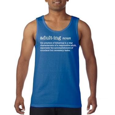 Imagem de Camiseta regata com definição de adulto divertida Life is Hard Humor Parenting Responsibility 18th Birthday Gen X Men's Top, Azul, GG