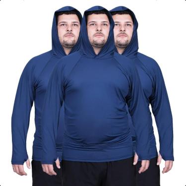 Imagem de Kit 3 Camisas Plus Size Segunda Pele Proteção Uv+50 Dry-Masculino