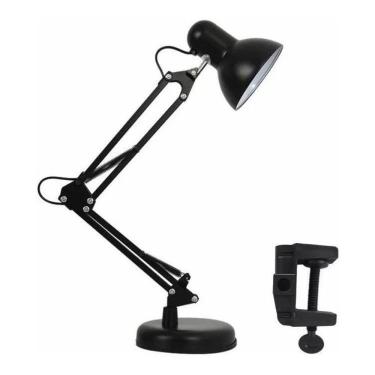 Imagem de Abajur mesa articulavel luminaria pixar c/ base garra preto
