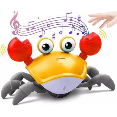 Imagem de Caranguejo Brinquedo Fujão Sensor Dança Som Eletrônico MK0715 Laranja