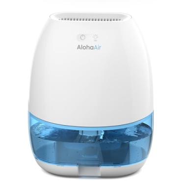 Imagem de AlohaAir Desumidificadores para casa, desumidificador pequeno de 1000 ml para cômodo, desumidificadores silenciosos para banheiro, quarto, trailer, armário com desligamento automático, luz noturna em