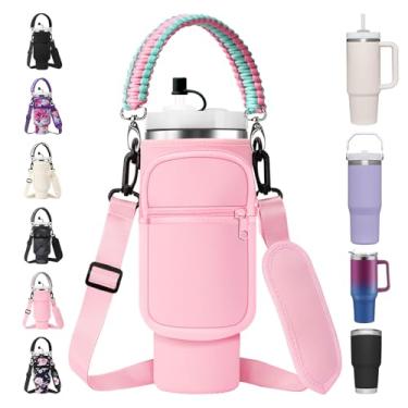 Imagem de Bolsa de manga com alça para copo Stanley de 850 g com alça e caneca de café de viagem simples moderna de 850 g - Suporte para garrafa de água para acessórios de copo Stanley com alça de paracord e