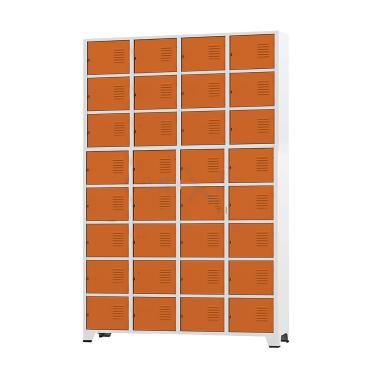 Imagem de Armário Roupeiro De Aço Para Vestiário 32 Portas Locker Laranja com Chave