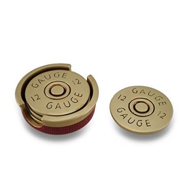 Imagem de Conjunto de porta-copos Shotgun, vermelho/dourado por HomeWetBar