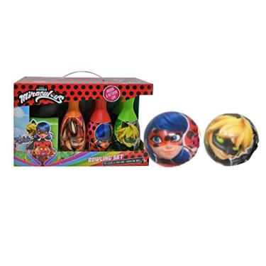 Imagem de Conjunto de boliche What Kids Want Miraculous Ladybug – Conjunto de boliche de super-heróis para crianças, divertido jogo de boliche interno e externo para crianças, para festas de aniversário, jogos