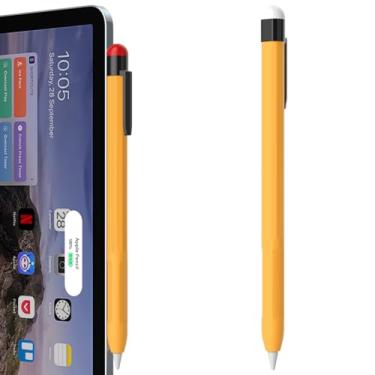 Imagem de AZF Estojo de lápis de design clássico – compatível com Apple Pencil Pro e 2ª geração, capa de silicone antiderrapante com clipe resistente (amarelo)
