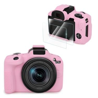Imagem de VOVMOEYA Kit de acessórios de capa para câmera Canon EOS R50 [com 2 filmes LCD temperados], EOS R50 capa protetora de silicone para câmera digital, sensação de aderência aprimorada leve 9H 0,25