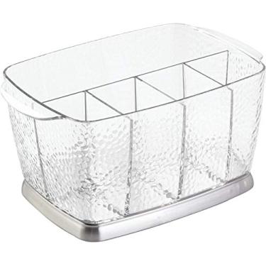 Imagem de iDesign Porta-talheres de plástico para chuva, organizador de talheres para cozinha, mesa de jantar, pátio ao ar livre, mesas de piquenique, transparente