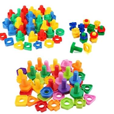 Imagem de Blocos de Montar Educativos para Crianças - Kit Interativo com Parafusos e Peças Coloridas - 24 pçs - Desenvolvimento Criativo e Motor - Brinquedo de Construção Durável - Certificado Inmetro - NEXUS