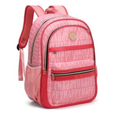 Imagem de Mochila Escolar Feminina Happy Reforçada P/ Notebook Moderna - D'PRESE