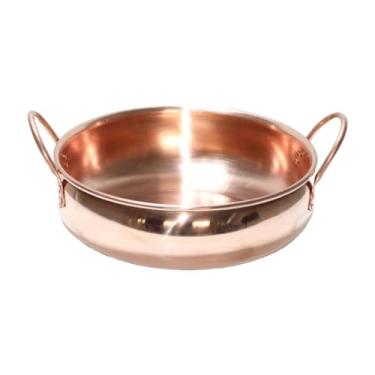 Imagem de Fenteer Shabu Shabu Pote de Cobre Panela Quente 2 Alças Panela Macarrão Casa para Indução Fogão Gás Família Reunião Sem Tampa Grossa Panela Quente, 28cm