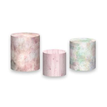 Imagem de Trio De Capa Cilindro - Estampa Rosa e Verde Aquarela 008 - Via Cores