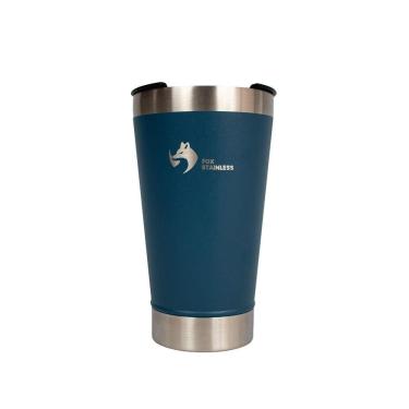 Imagem de Copo Térmico Fox Stainless Quente e Frio com Tampa 473ml Azul 