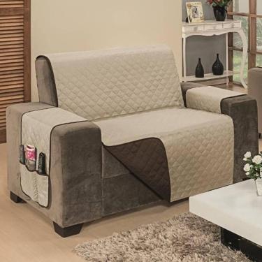 Imagem de Protetor De Sofá Dupla Face Impermeável Mr 2 Lugares King - Marrom-cáqui