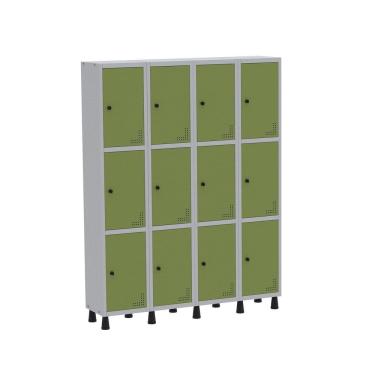 Imagem de Roupeiro Aço Light 4v 12 Portas Gr304/12 Cinza/Verde