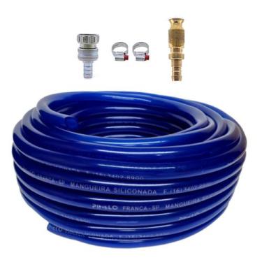 Imagem de Mangueira Para Jardim Siliconada Não Resseca Com Engate Zamak e Esguic