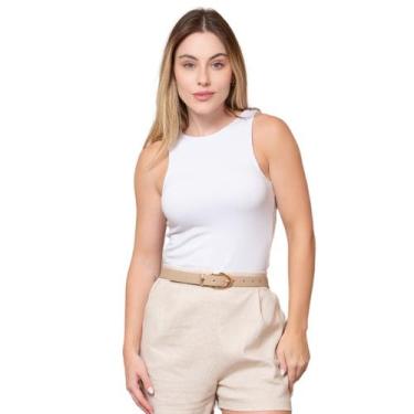 Imagem de Regata Feminina Alça Larga de Viscose - Maranne, Branco, G