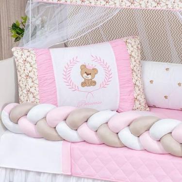 Imagem de Kit Berço Americano Trançado Teddy 11 Pcs Protetor Bebe Quarto Decoraç