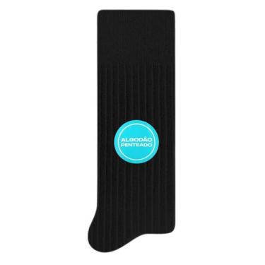 Imagem de Meia Social Masculina Algodão Penteado Selene 8006, 39-43, Preto