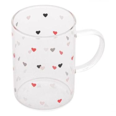 Imagem de Xícara Caneca De Vidro Corações Love 200 Ml - Lyor