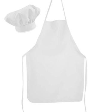 Imagem de Avental Liso De Oxford Com Chapéu De Cozinheiro Branco - Recanto da Co