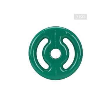 Imagem de Anilha 3kg Emborrachada PVC Furo Standard - Rythmoon, Verde