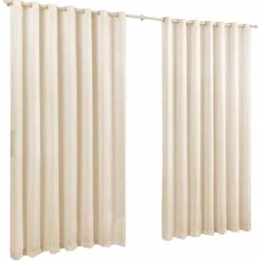 Imagem de Cortina De Microfibra 3,00X2,50 Palha Ilhós Cromado - Confecções evang