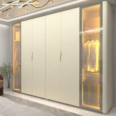 Imagem de Guarda Roupa Casal com Vidro Reflecta LED e Pés 6 Portas Innova Gelius - Off White