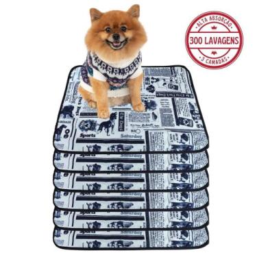 Imagem de Kit com 6 Banheiro para Cães Tecido Ecológico 70x50 Jornal - 3 Camadas