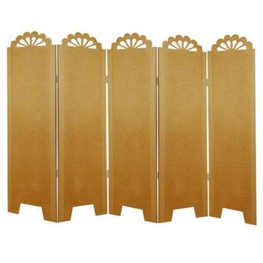 Imagem de Biombo Liso com Detalhes 5 Folhas sem Pezinhos - ComercialMasul