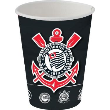Imagem de Copo de Papel Corinthians 200ml 8 Unidades - Festcolor, PRETO, U