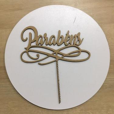 Imagem de C001 Topo de bolo MDF Cru  (Parabéns) - Laser Decor Company