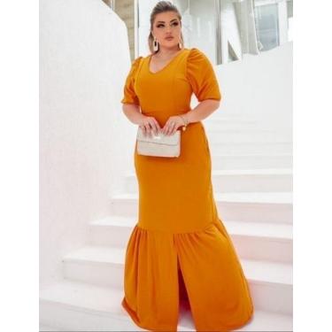 Imagem de Vestido Plus Size Fenda no babado Moda Evangélica Feminina - MISS FLOW