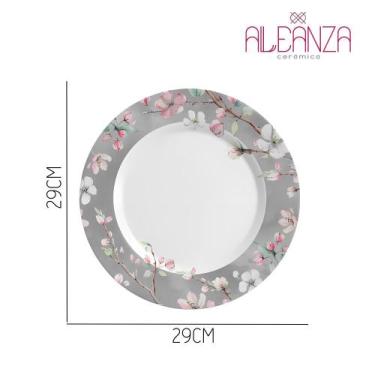 Imagem de Jogo 2 Prato Raso de Cerâmica Coleção Sakura Flores By Kika Sato Allea