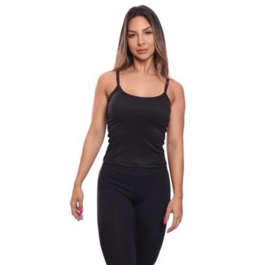 Imagem de Regata de Alcinha Canelada Feminina Lisa Blusa Blusinha Básica Treino 