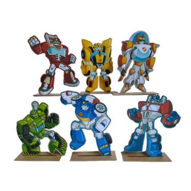 Imagem de Kit Display de Mesa 6 Peças Para Festa Transformers 2 MDF - Juju Brasi
