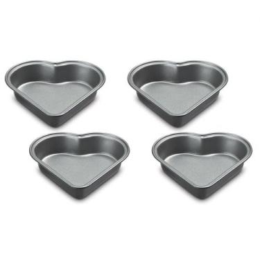 Imagem de Conjunto cuisinart 4 mini formas coração em aço inox antiaderente cmbm