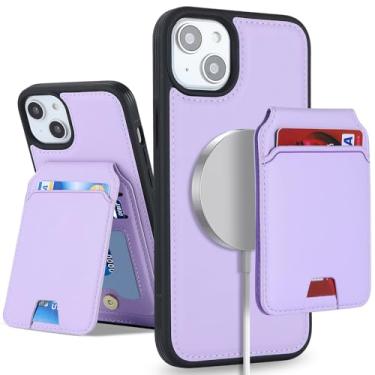 Imagem de SailorTech Capa para iPhone 13 Mini com suporte para cartão de crédito mag seguro, capa de couro para iPhone 13 Mini carteira de couro para mulheres compatível com mag Safe Wallet destacável 2 em 1