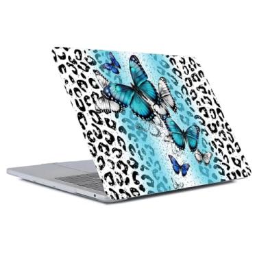 Imagem de Yicomon Compatível com MacBook Air 15 polegadas 2023 chip M2 modelo A2941, capa rígida de plástico para Mac Air 15 com Touch ID (2023) - borboleta azul leopardo